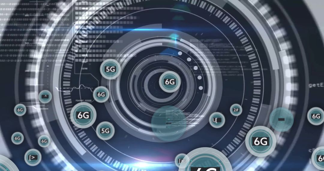 Futuristic 6G Technology Interface with Hud Elements