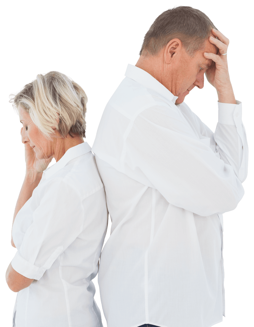 Transparent Background Upset Senior Couple in Conflict