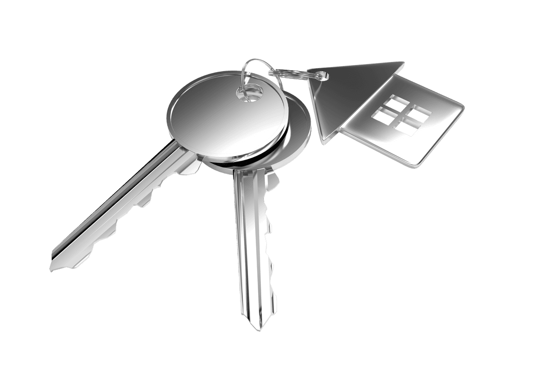 Transparent Silver House Keys and Key Fob Vector Illustration