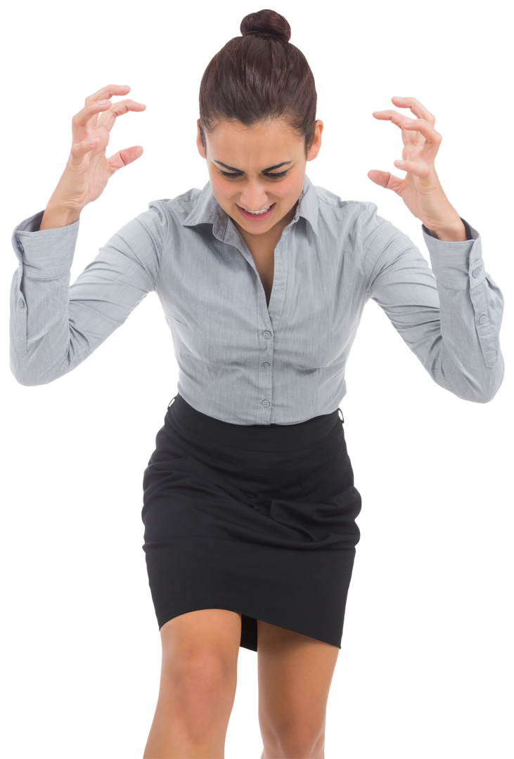 Transparent Businesswoman Furiously Gesturing while Bearing Wrath - Download Free Stock Images Pikwizard.com