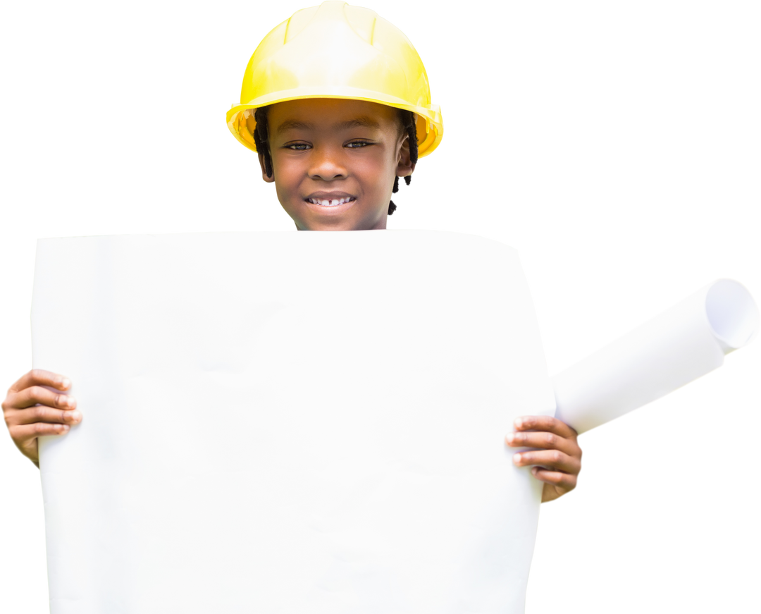 Transparent background smiling boy child construction blueprint hardhat - Download Free Stock Images Pikwizard.com