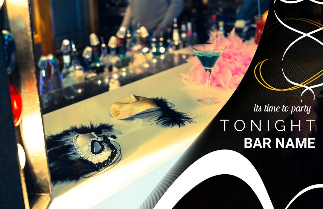 Masquerade Night: Elegant Cocktail and Masks Set for Mysterious Party Vibes