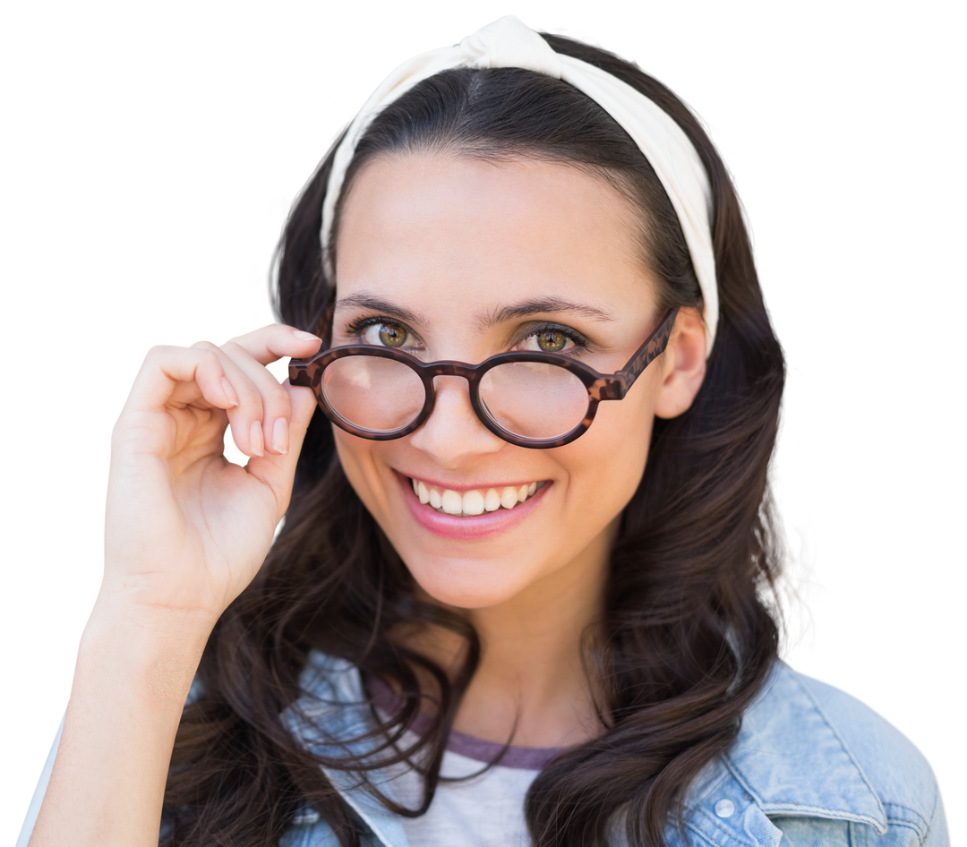 Smiling Woman Wearing Headband and Glasses on Transparent Background - Download Free Stock Images Pikwizard.com