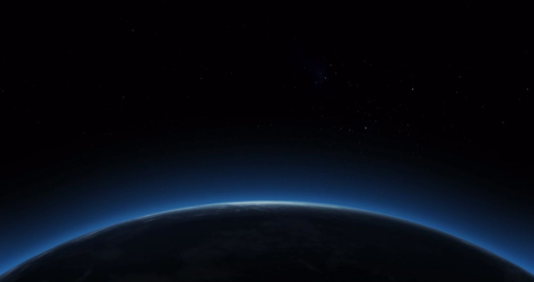Sunrise Over Earth from Space with Starry Background