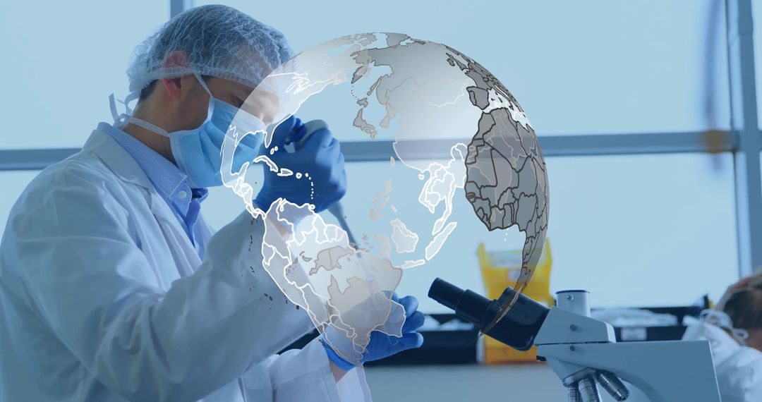 Scientist Pipetting Sample in Modern Biomedical Laboratory