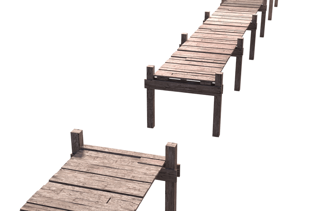 Digital Illustration of Wooden Bridge on Transparent Background