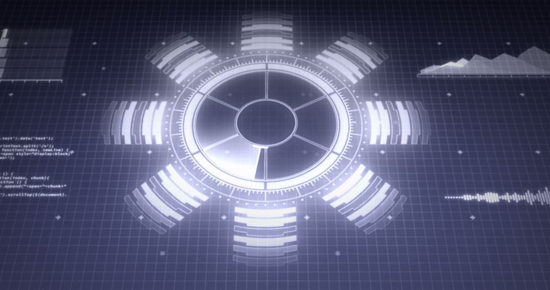 Futuristic digital interface with data visualization scope