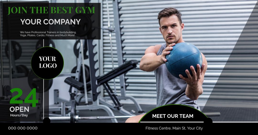 Focused Fitness Enthusiast Working Out with Medicine Ball