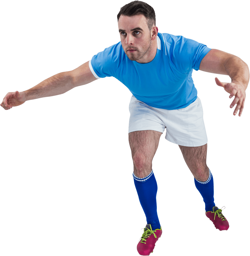 Transparent Rugby Player Preparing for Tackle