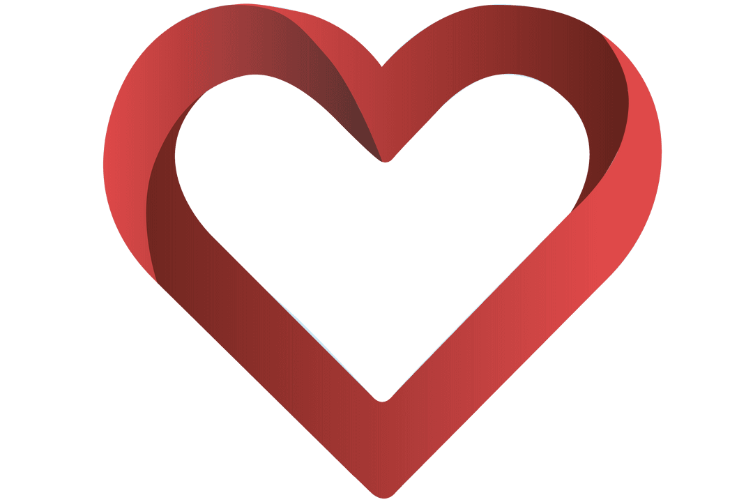 Red Heart Illustration on Transparent Background for Love Themes