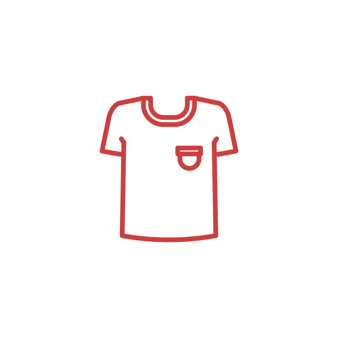 T-Shirt Red Outline on Transparent Background