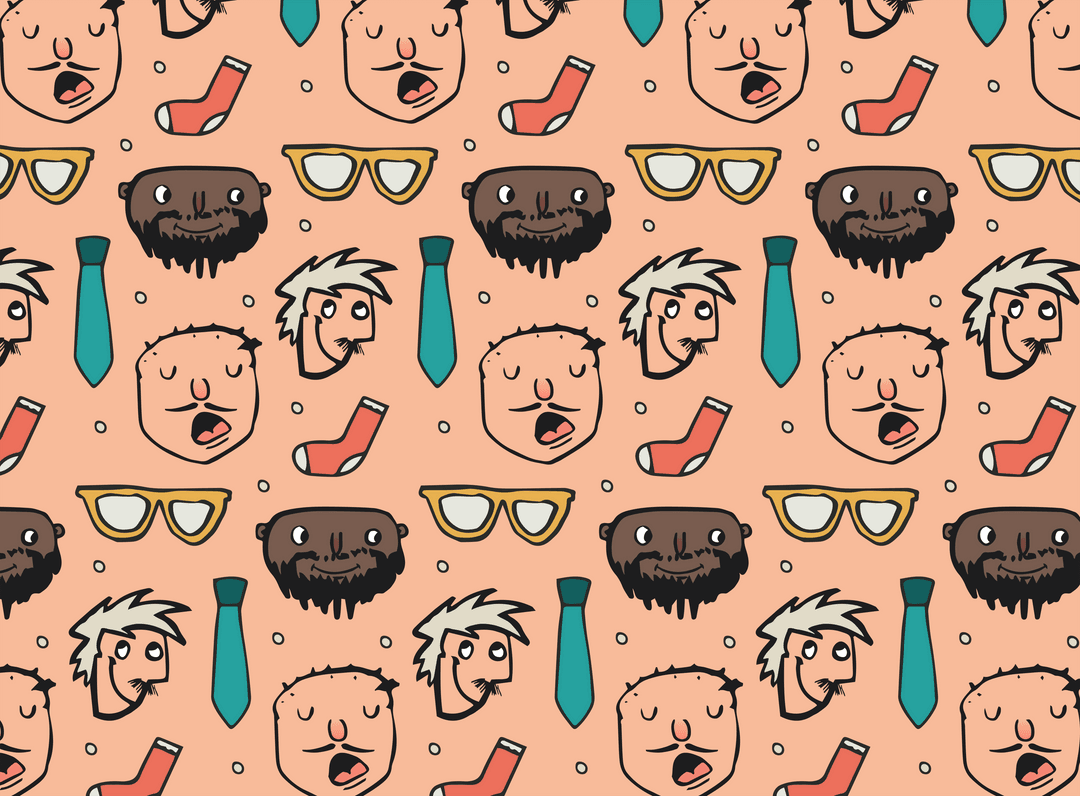 Playful Icons and Styles Pattern on Transparent Background