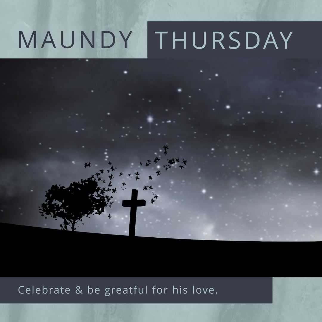 Maundy Thursday Night Sky With Cross and Birds Silhouetted - Download Free Stock Templates Pikwizard.com