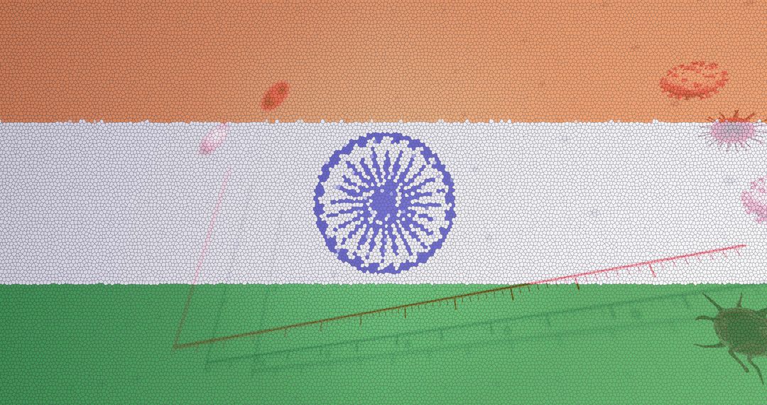 Indian Flag with Covid-19 Cells and Pandemic Statistics - Free Images, Stock Photos and Pictures on Pikwizard.com