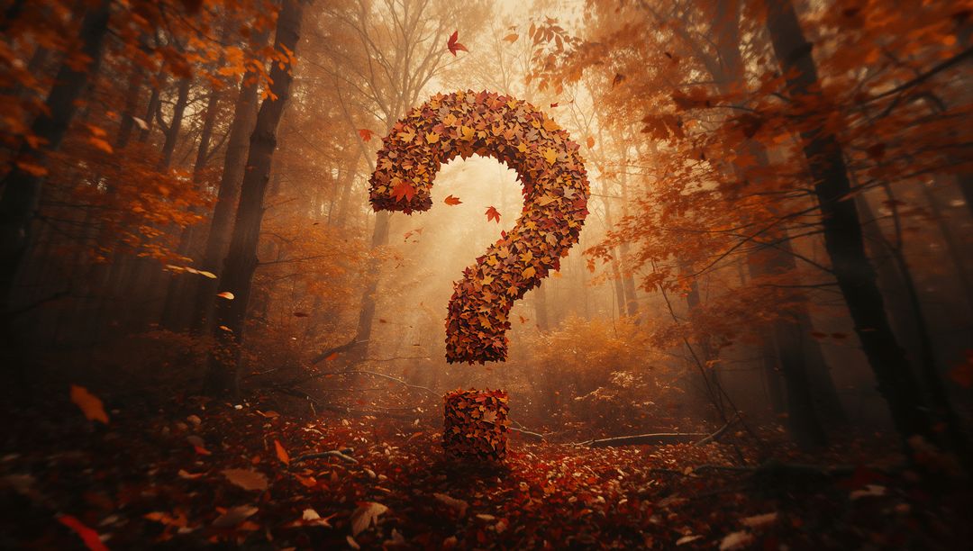 Mystical 3D Question Mark in Autumn Forest