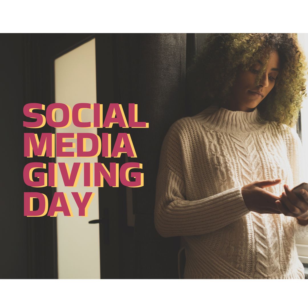 Social Media Giving Day Awareness with Woman Using Smartphone