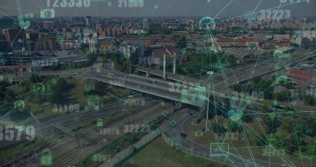 Digital Network Overlay Concept on Urban Cityscape