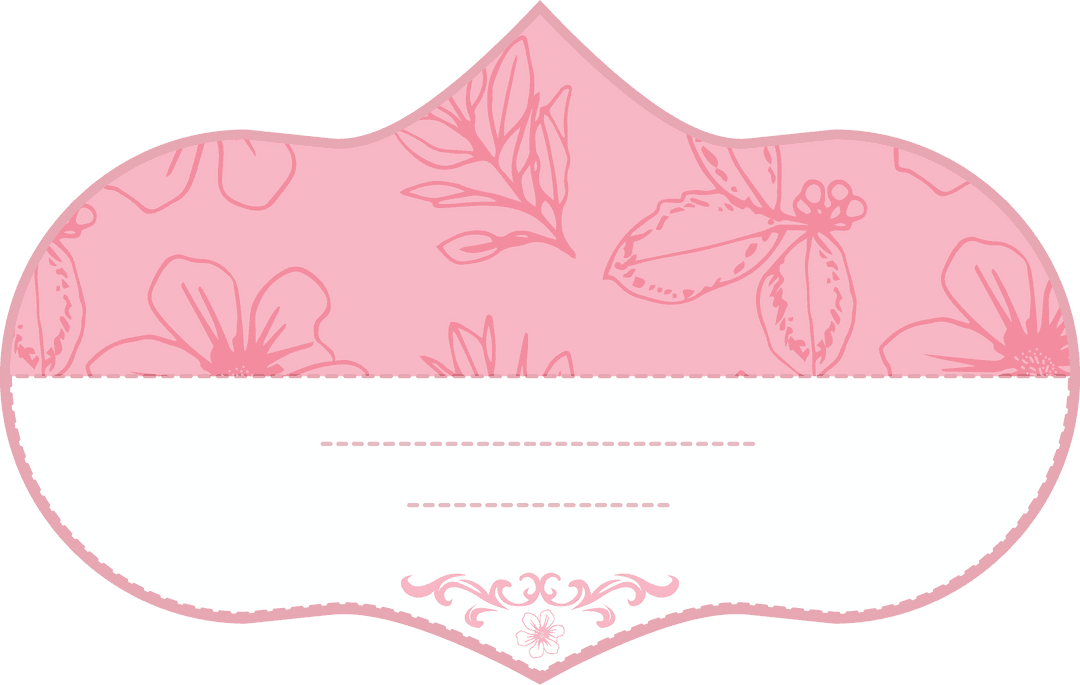 Transparent Vintage Pink Floral Badge Design with Copy Space