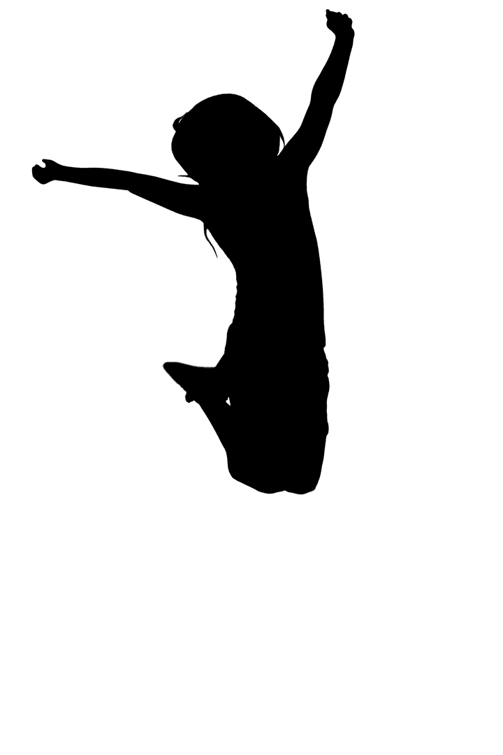 Transparent Silhouette of Joyous Woman Jumping in Mid-Air