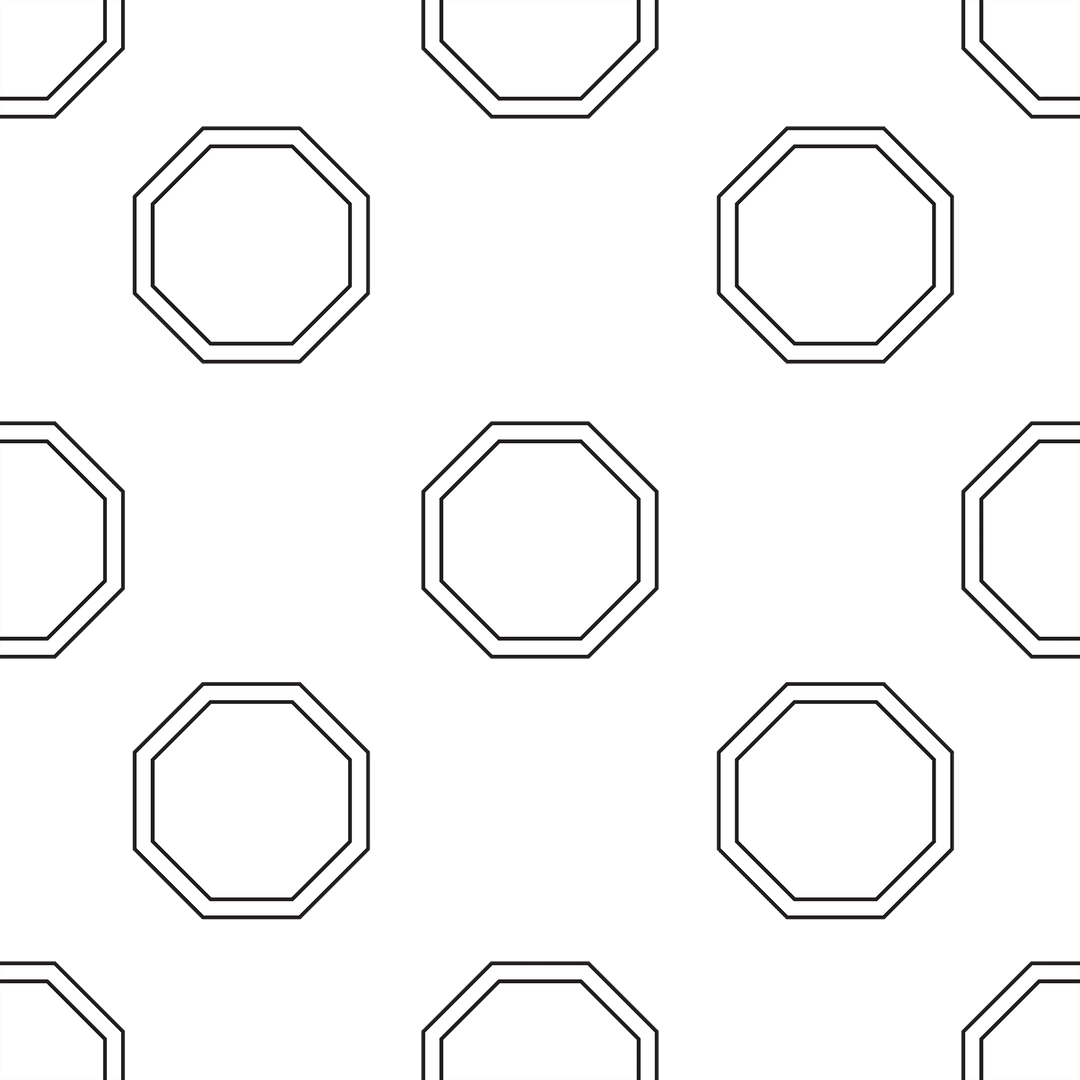 Geometric White Hexagons on Solid Black Graphic Transparent Pattern Design
