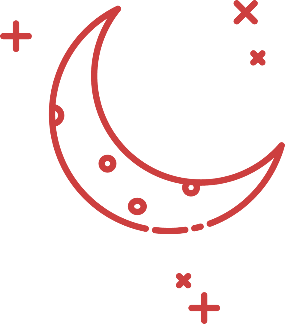 Transparent Red Moon with Stars Icon Isolated