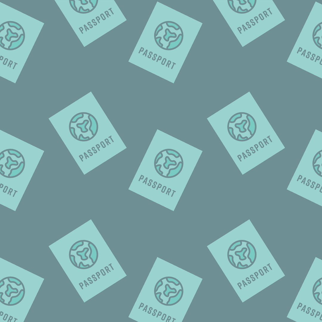 Blue Passport Pattern on Transparent Background for Travel Themed Designs