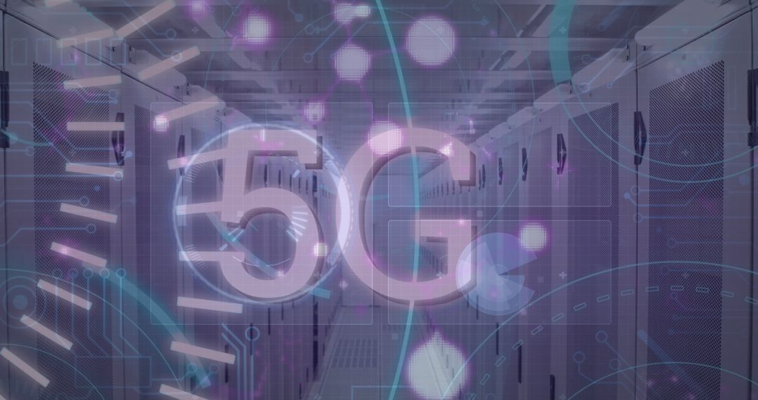 5G Technology in Modern Server Room - Digital Network Concept