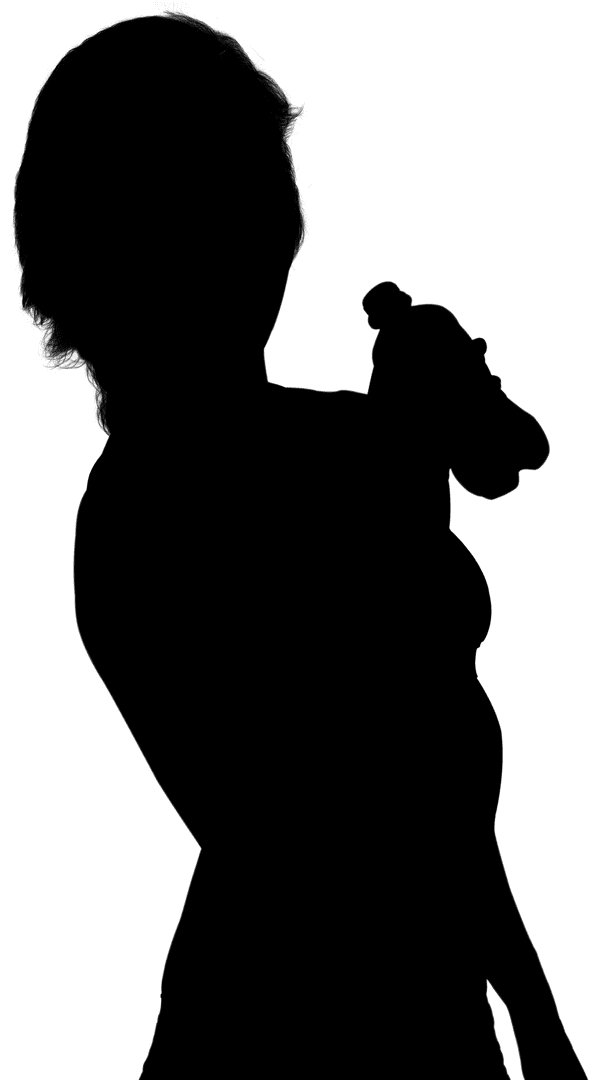 Woman Hydrating Silhouette with Bottle on Transparent Background