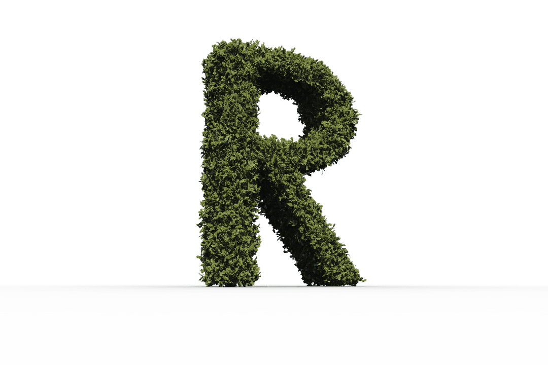 Grass Letter R on Transparent Background Nature Concept