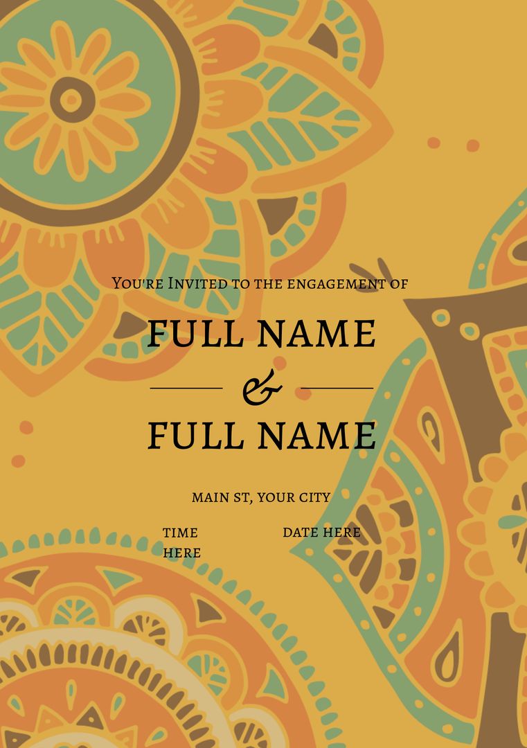 Colorful Mandala Design Engagement Invitation Template