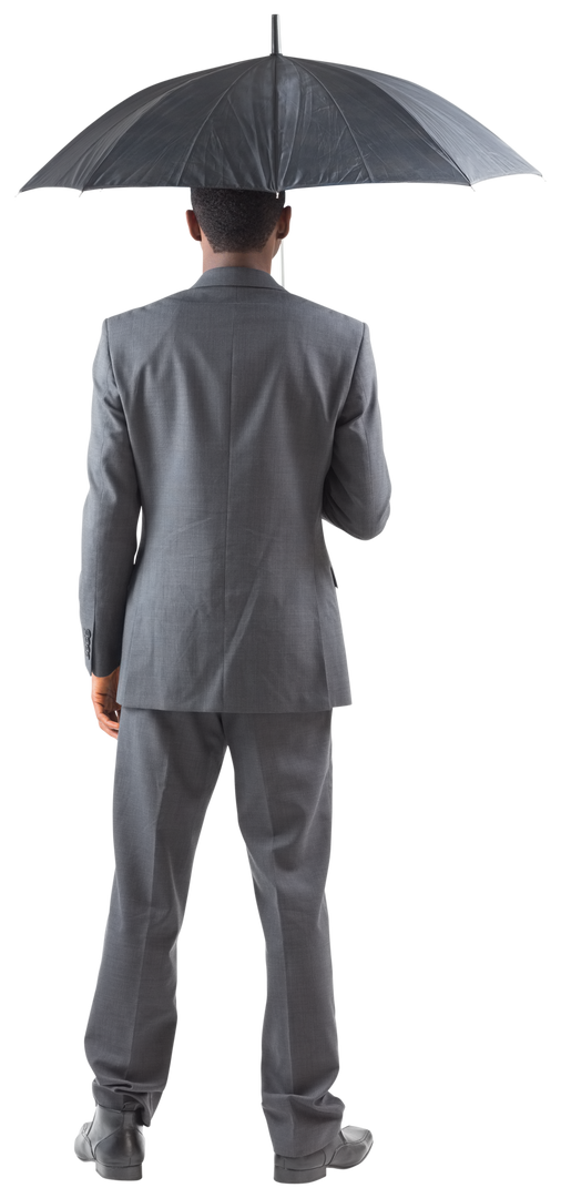 Rear View of Businessman Standing Under Transparent Umbrella - Download Free Stock Images Pikwizard.com