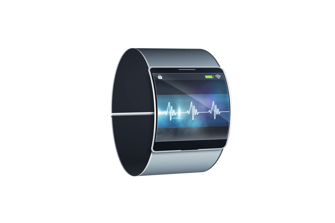Transparent Futuristic Smartwatch with Digital Health Display
