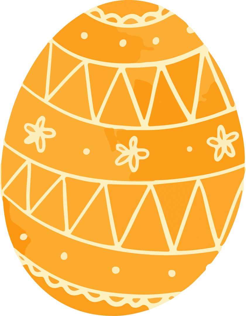 Orange Easter Egg with Cream Patterns on Transparent Background