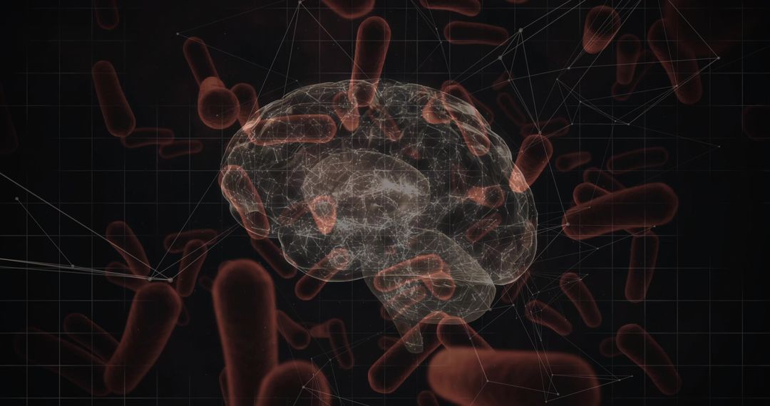 Futuristic Digital Brain with Introduction to Biomolecules on Dark Background