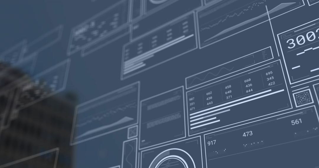 Futuristic AR Interface with Data Visualization Panels