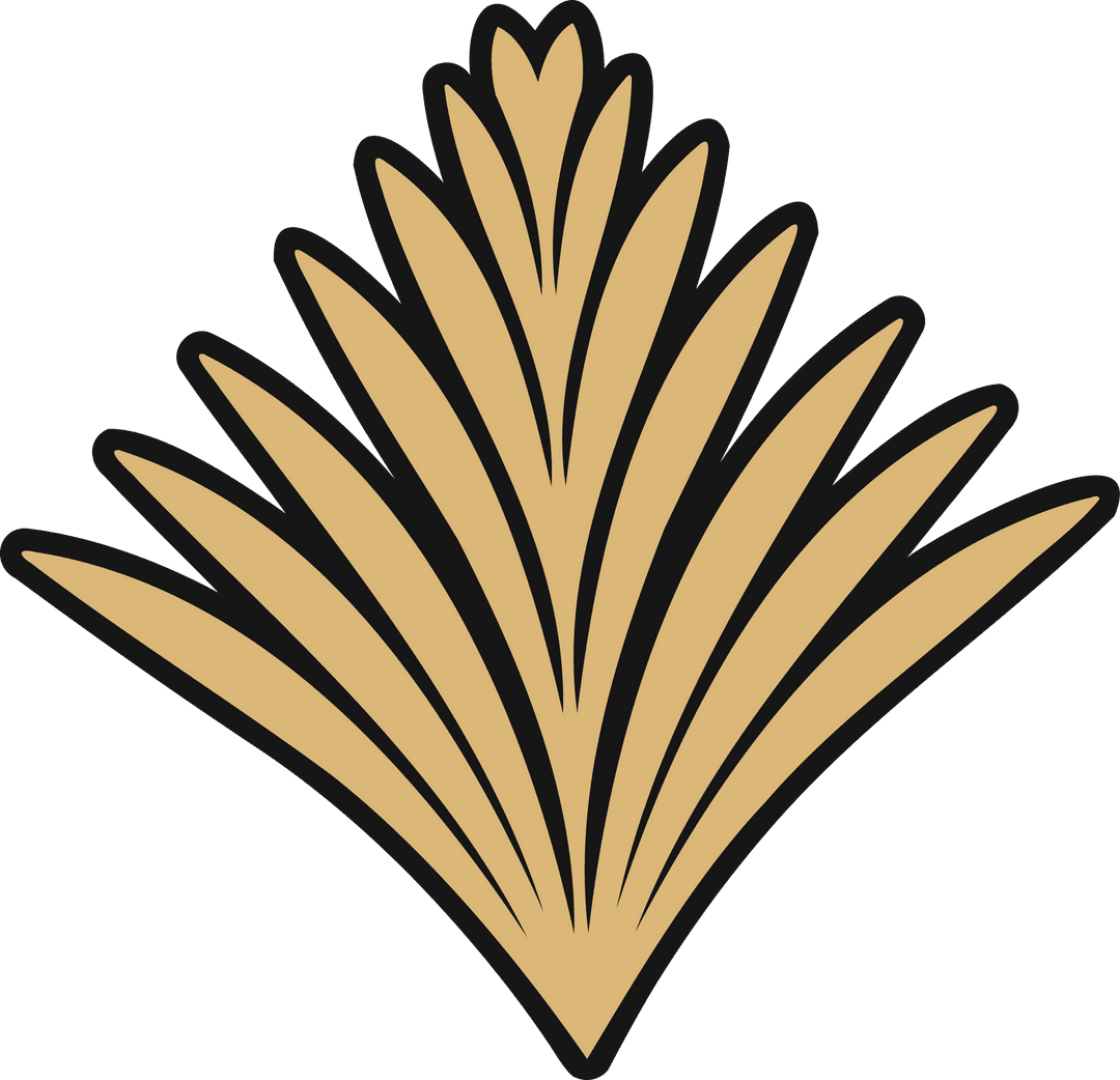 Elegant Transparent Vector Symmetrical Golden Leaf Fan Design