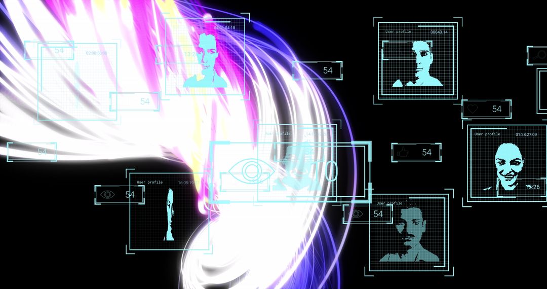 Digital Interaction with Vibrant Wave Lights and User Profiles