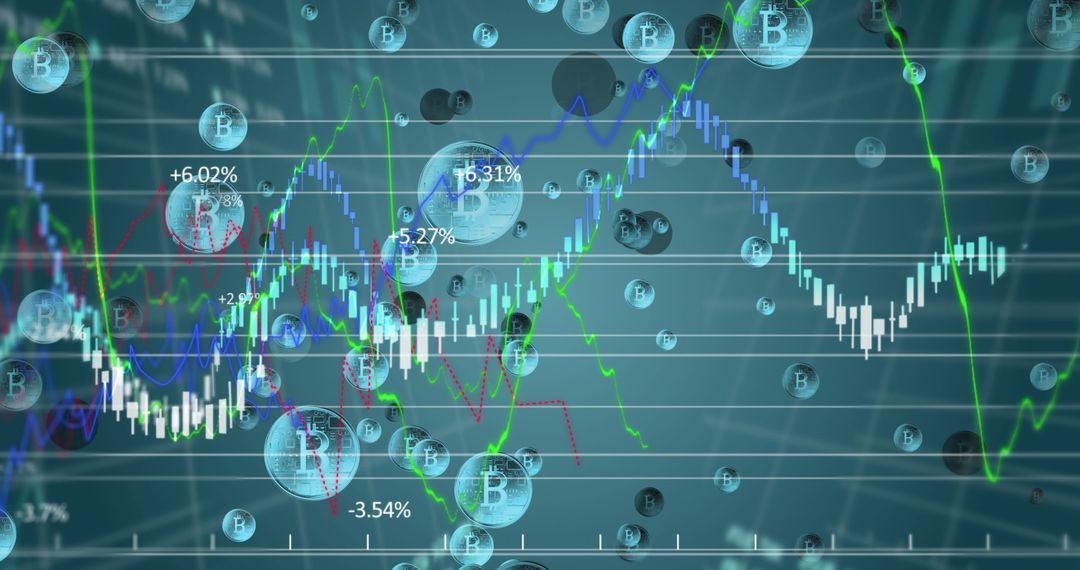 Cryptocurrency Market Trends with Fluctuating Graphs