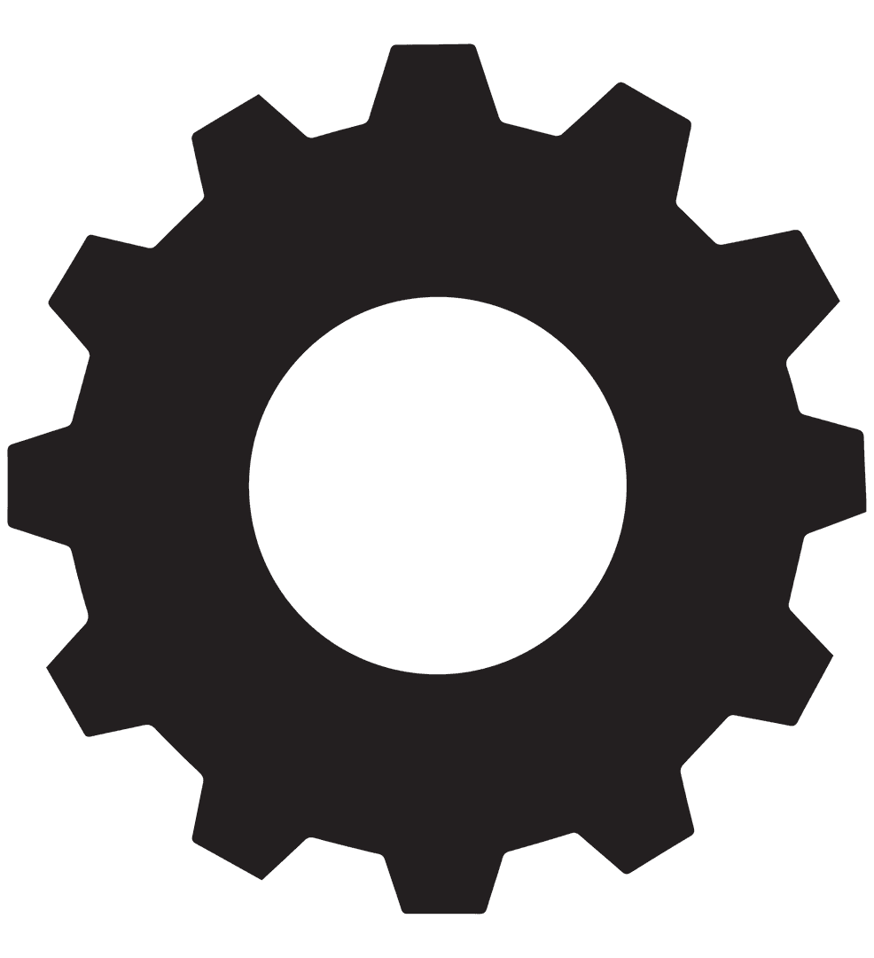 Black Gear Icon on Transparent Background With Copy Space