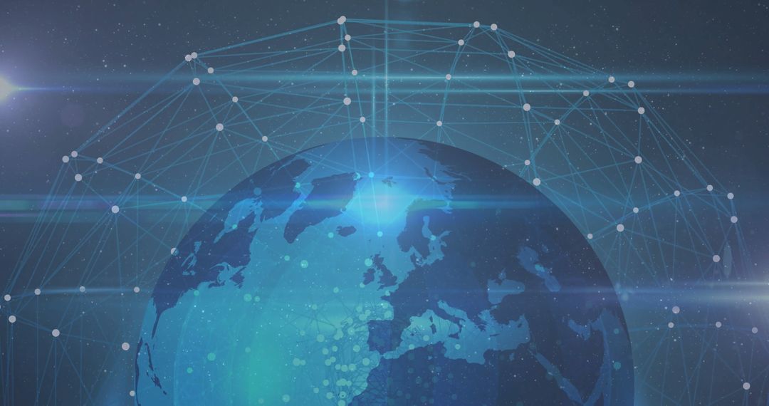 Futuristic Digital Earth with Glowing Network Connections