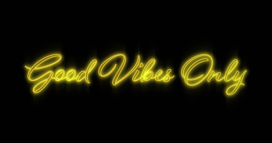 Glowing Neon Script: Good Vibes Only Slogan