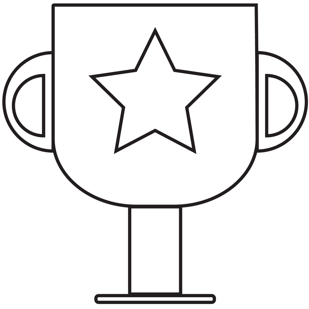 Minimalist Trophy with Star Icon Transparent Background