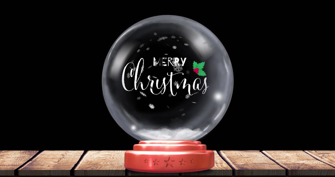 Festive Christmas Snow Globe on Wooden Surface