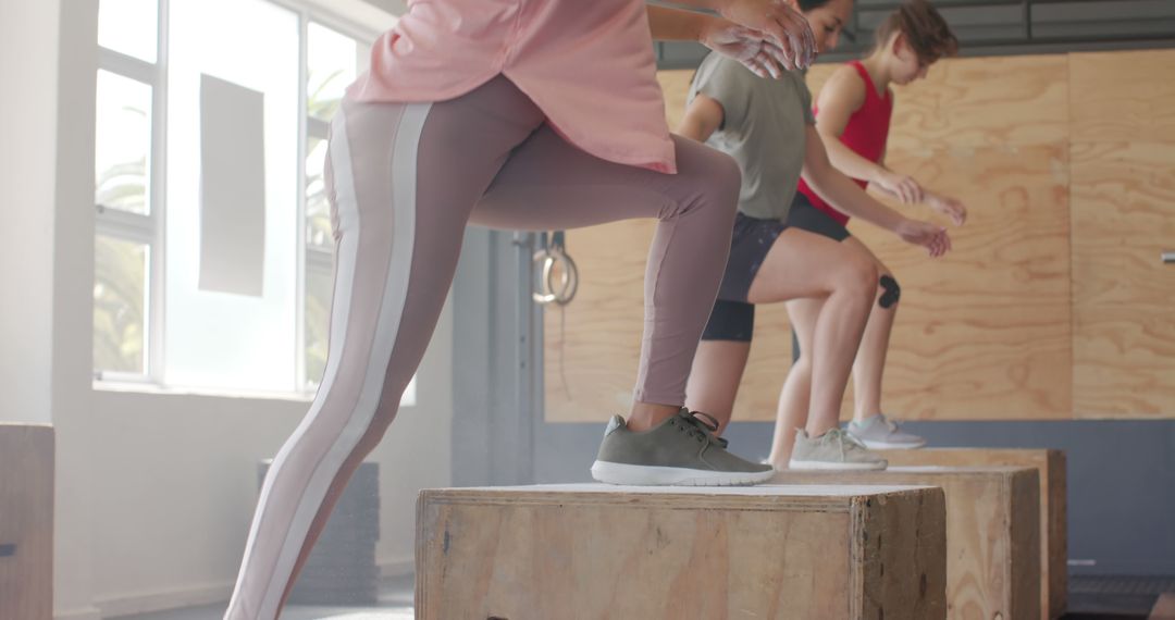 Group of People Performing Box Jumps in a Gym - Free Images, Stock Photos and Pictures on Pikwizard.com