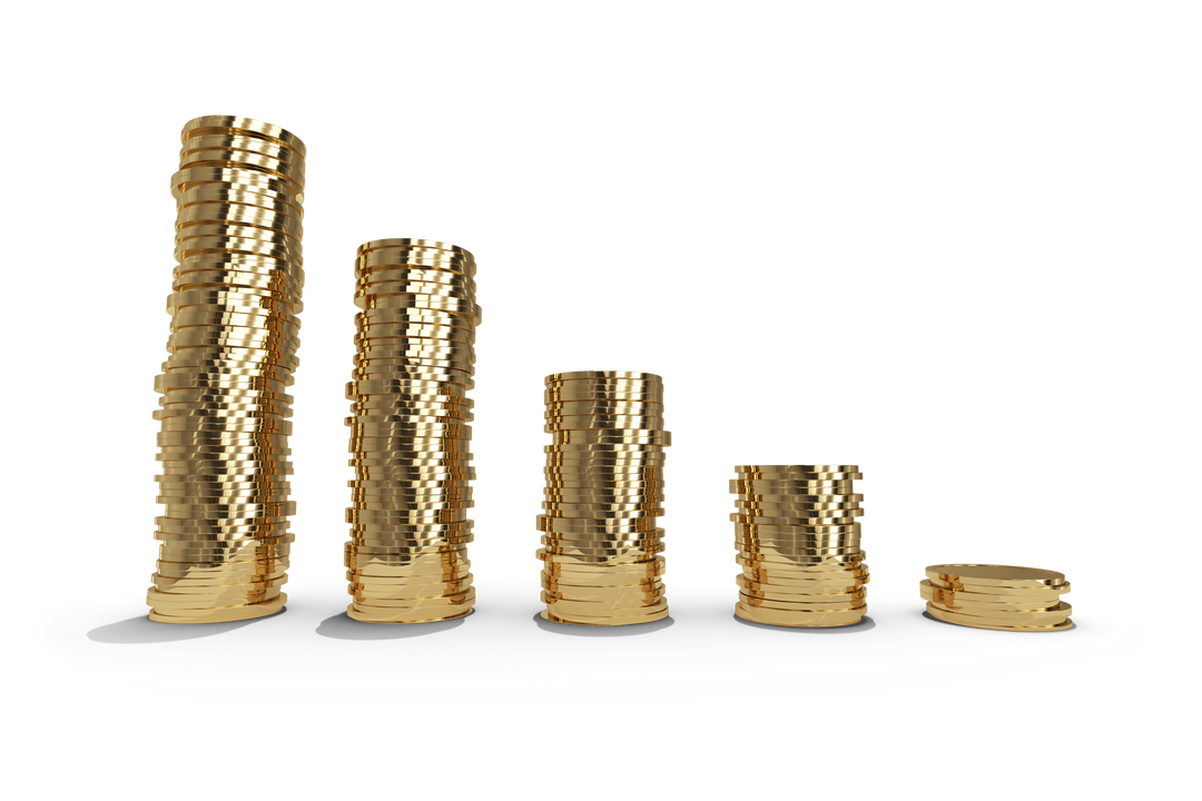 Stacks of Transparent Golden Coins Financial Concept on Transparent Background - Download Free Stock Images Pikwizard.com