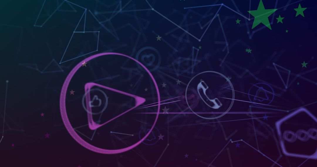 Abstract Digital Network with Play and Phone Icons