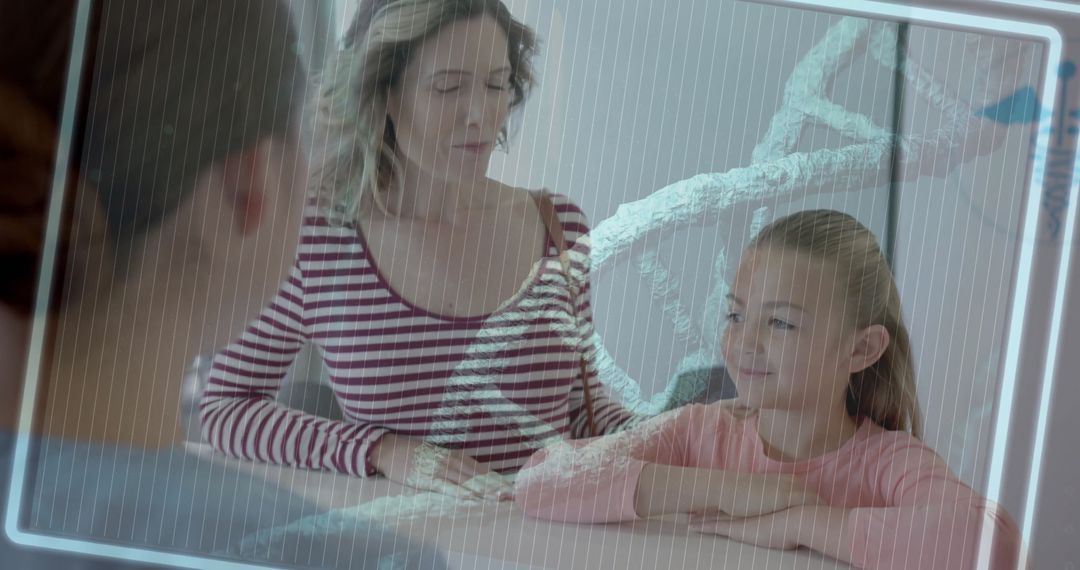DNA Visualization with Mother and Daughter in Medical Setting