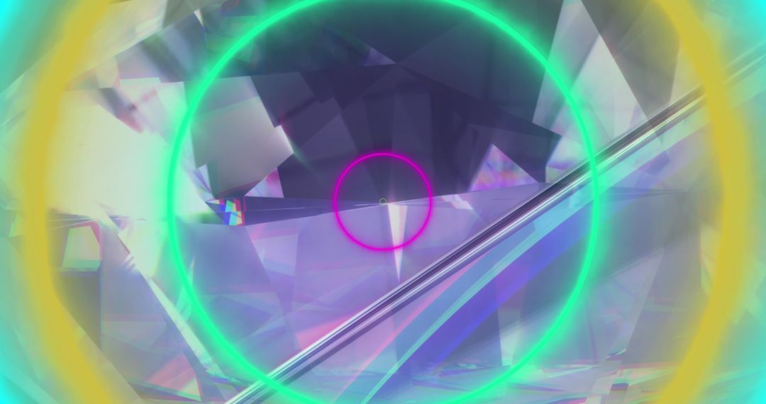 Abstract Neon Circles on Geometric Background