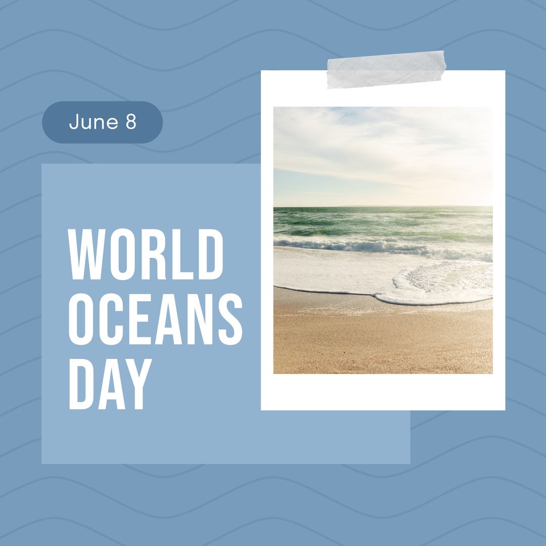 World Oceans Day Celebration with Beach and Sea View