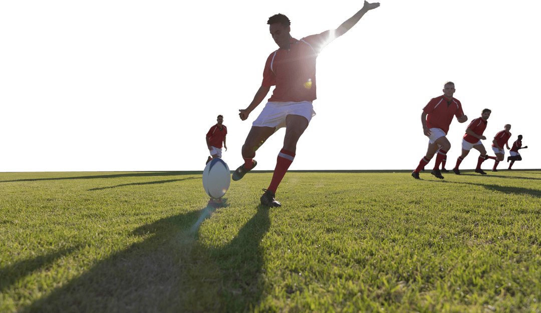 Rugby Players in Action Transparent Background Sport Competition